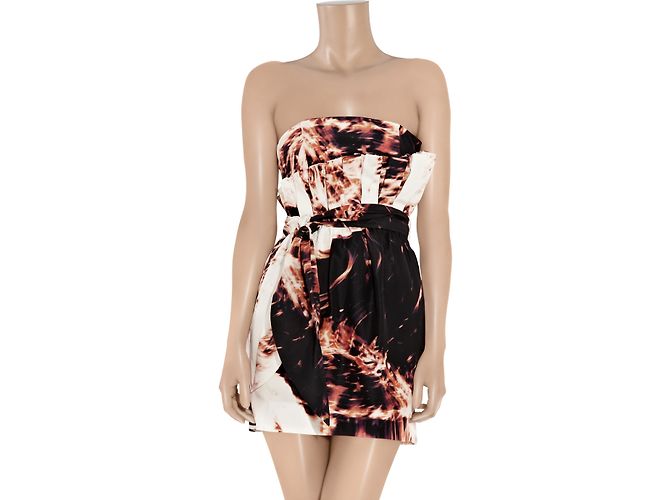 Sass & Bide Afraid Of The Dark Vestido Mini de Seda con Estampado Digital Castaño - vista 2