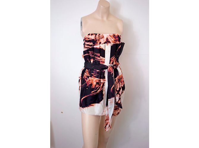 Sass & Bide Afraid Of The Dark Vestido Mini de Seda con Estampado Digital Castaño - vista 4