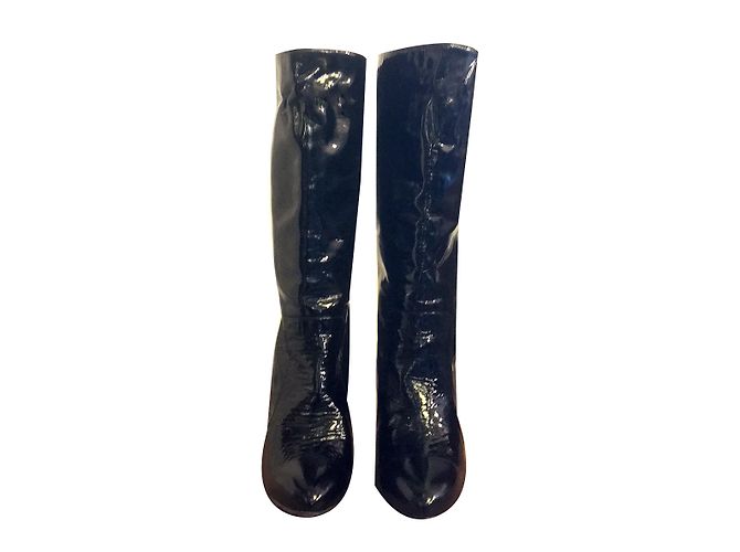 Botas Lanvin de charol negro con punta - vista 2