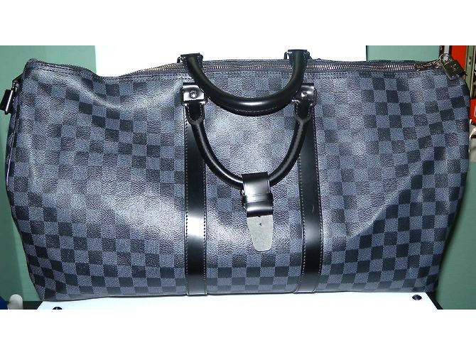 Louis Vuitton keepall 55 cm Damier Schwarz Grau - Ansicht 3