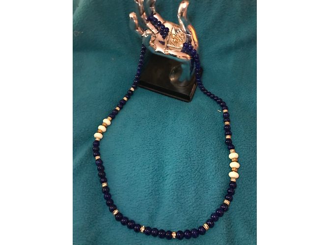 Collana Christian Dior Perle in Vetro Blu Lapis Lazuli - vista 5