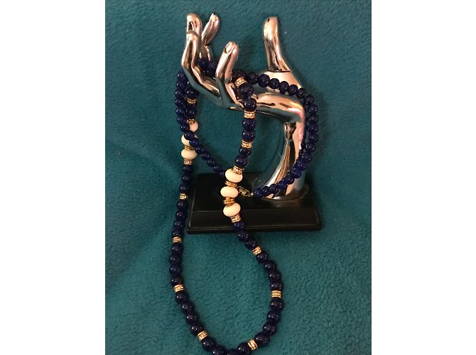 Collana Christian Dior Perle in Vetro Blu Lapis Lazuli - vista 6