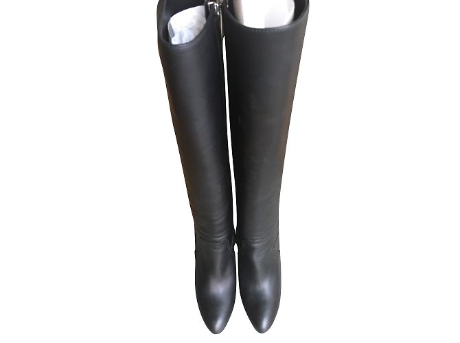 Ralph Lauren Lederstiefel mit hohem Absatz Schwarz - Ansicht 2