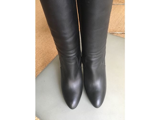 Ralph Lauren Lederstiefel mit hohem Absatz Schwarz - Ansicht 3