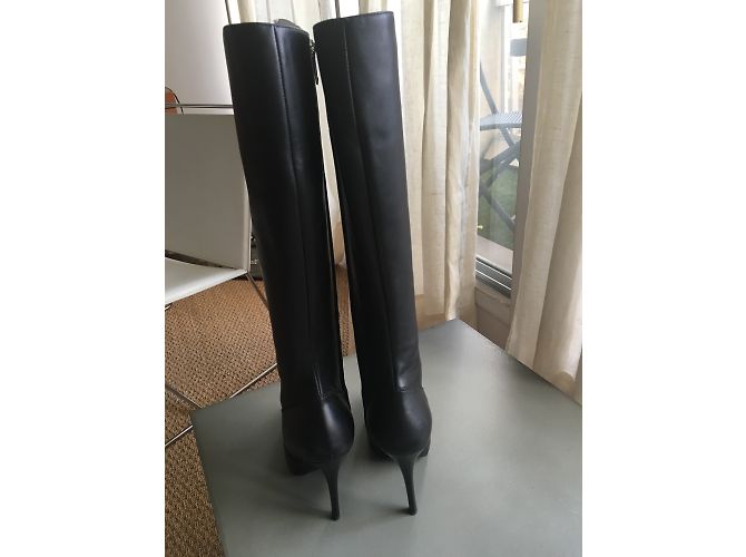 Ralph Lauren Lederstiefel mit hohem Absatz Schwarz - Ansicht 4