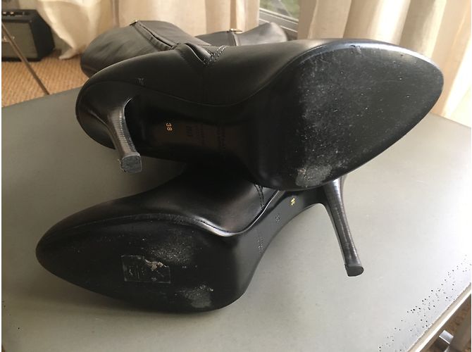 Ralph Lauren Lederstiefel mit hohem Absatz Schwarz - Ansicht 7
