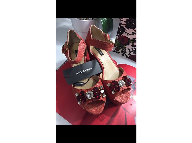 Sandali Dolce & Gabbana in pelle arancione - vista 3