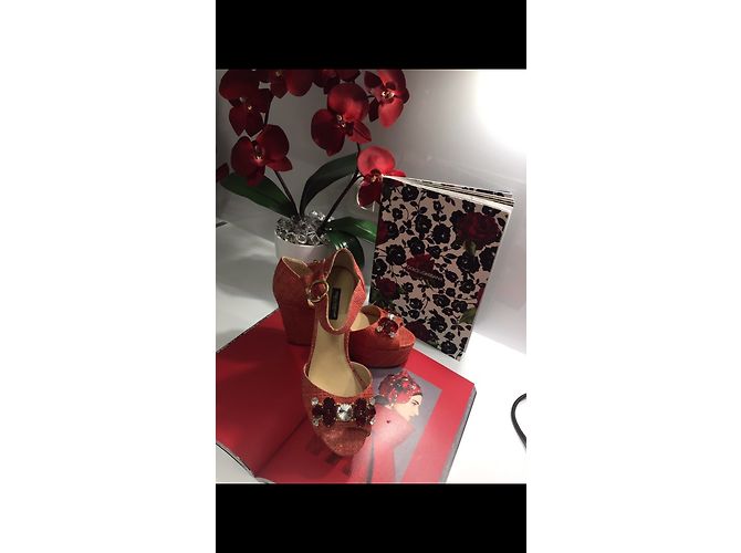 Sandali Dolce & Gabbana in pelle arancione - vista 5