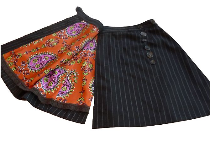 Falda Paul Smith Blue de lana marrón con rayas Marrón oscuro - vista 2