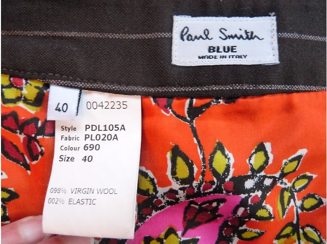 Falda Paul Smith Blue de lana marrón con rayas Marrón oscuro - vista 3