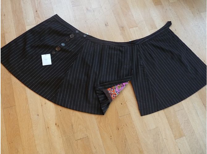 Falda Paul Smith Blue de lana marrón con rayas Marrón oscuro - vista 5