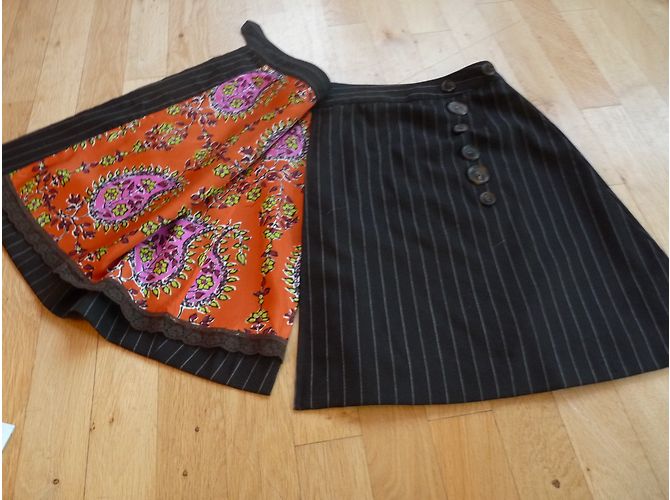 Falda Paul Smith Blue de lana marrón con rayas Marrón oscuro - vista 6