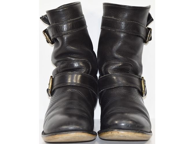 Stivaletti Motociclista Minelli in Pelle Nera Nero - vista 4
