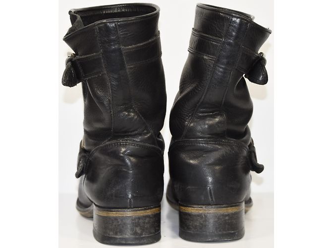 Stivaletti Motociclista Minelli in Pelle Nera Nero - vista 5
