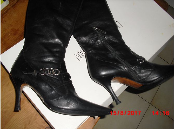 Botas Luciano Padovan de piel negra 38 Negro - vista 2