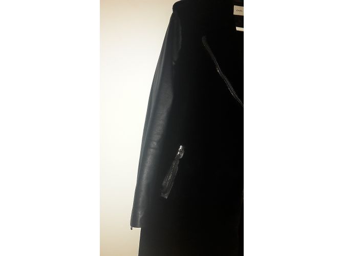 Abrigo Zapa de piel de cordero y piel negra 38FR Negro - vista 5
