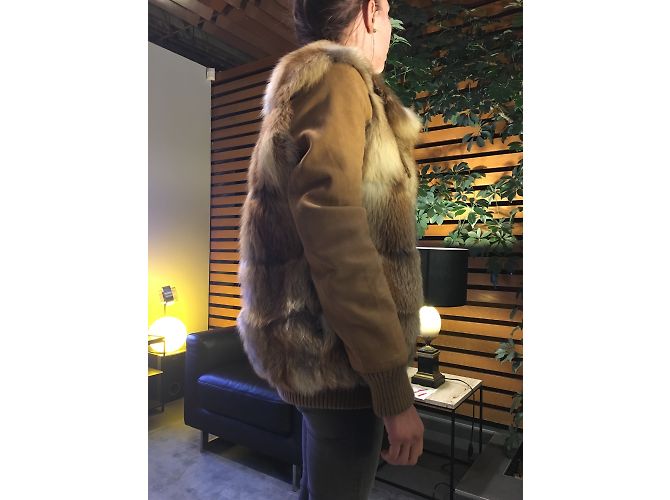 Abrigo Bel Air Caramel con Cuello de Zorro y Mangas de Piel de Camello Caramelo - vista 4