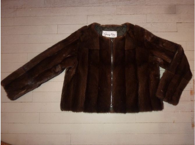 Sprung Frères Nerzjacke Dunkelbraun - Ansicht 4