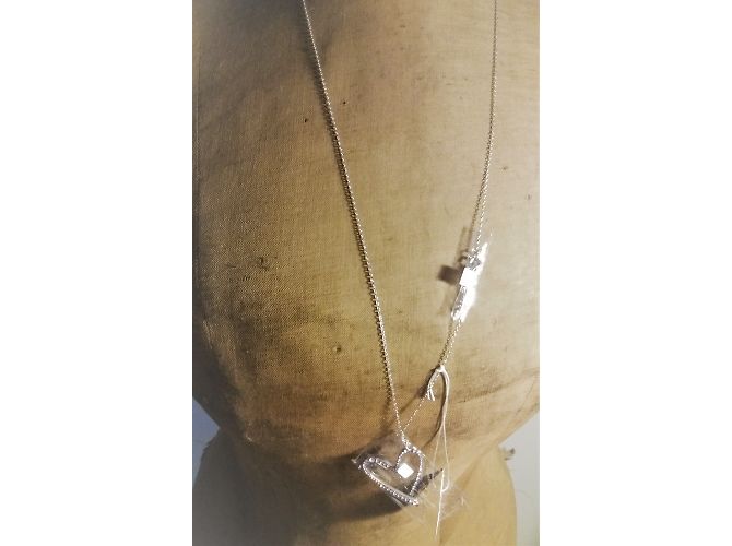 Calvin Klein Collana Lunga in Acciaio con Ciondolo Cuore Strass Argento - vista 5