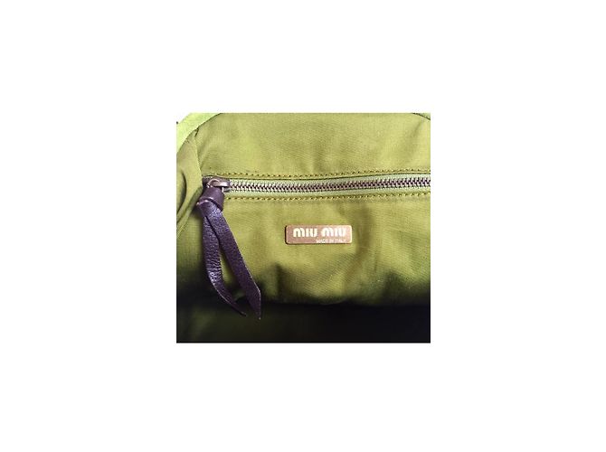 Miu Miu Prince Double B Handtasche Lammleder Olivgrün Dunkelbraun - Ansicht 5