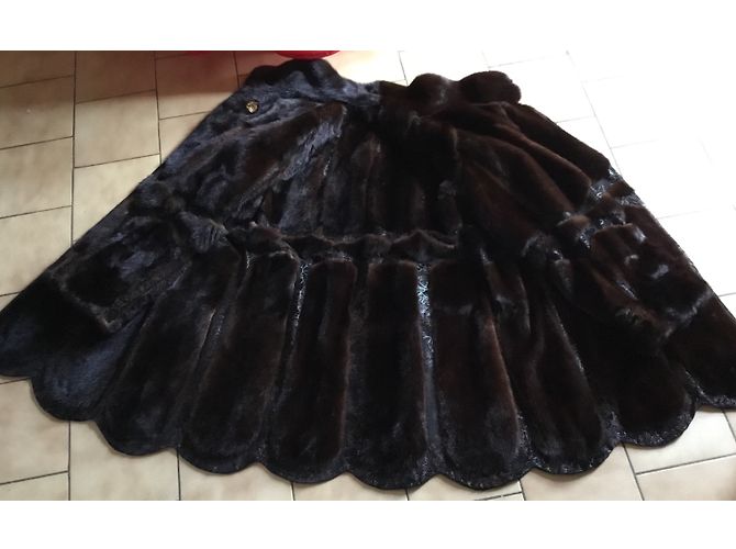 Autre Marque Abrigo GERNER de visón y terciopelo Ebony Ébano - vista 10