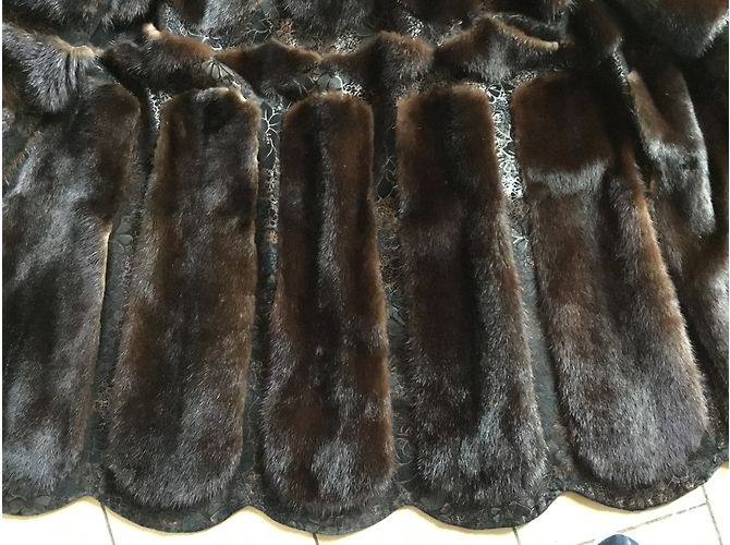 Autre Marque Abrigo GERNER de visón y terciopelo Ebony Ébano - vista 11