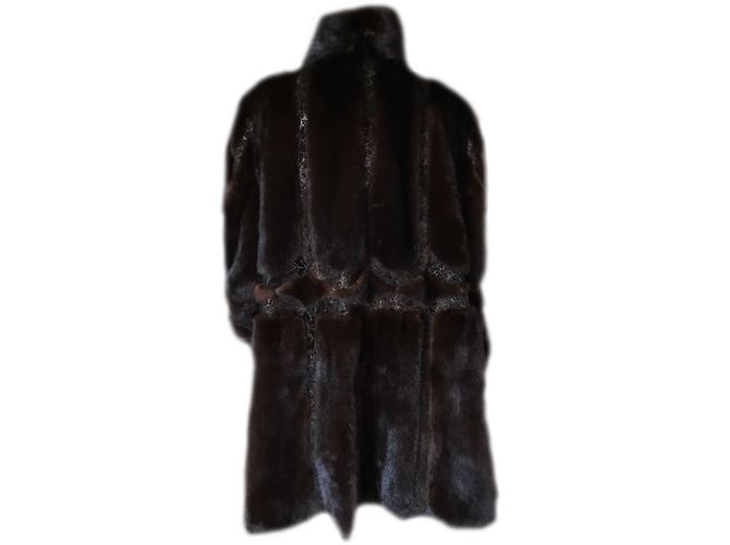 Autre Marque Abrigo GERNER de visón y terciopelo Ebony Ébano - vista 2