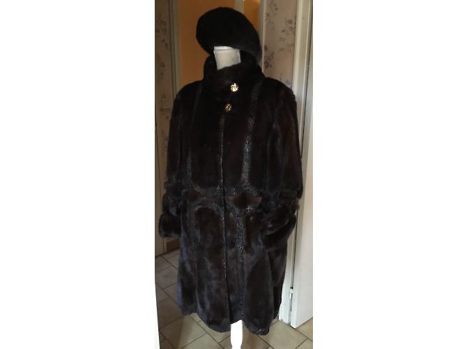 Autre Marque Abrigo GERNER de visón y terciopelo Ebony Ébano - vista 5