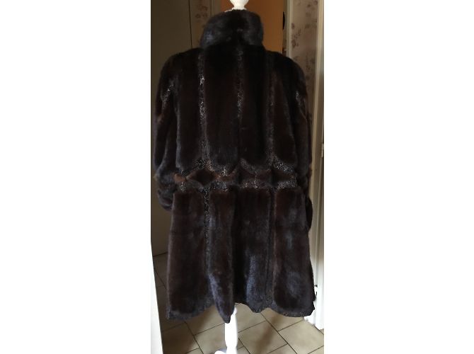 Autre Marque Abrigo GERNER de visón y terciopelo Ebony Ébano - vista 6