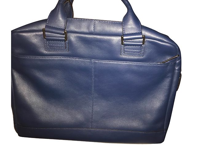Borsa Le Tanneur in pelle blu reale - vista 2