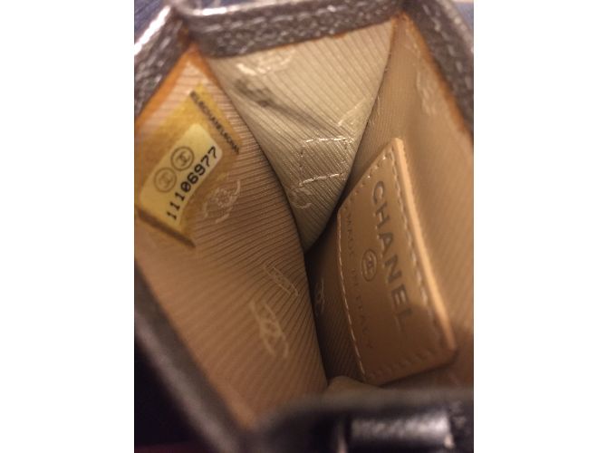Chanel Mini Pochette in Pelle Argentata Argento - vista 4