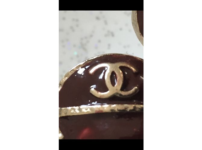Anello Chanel Trifoglio Smalto Borgogna Oro Champagne Bordò - vista 3