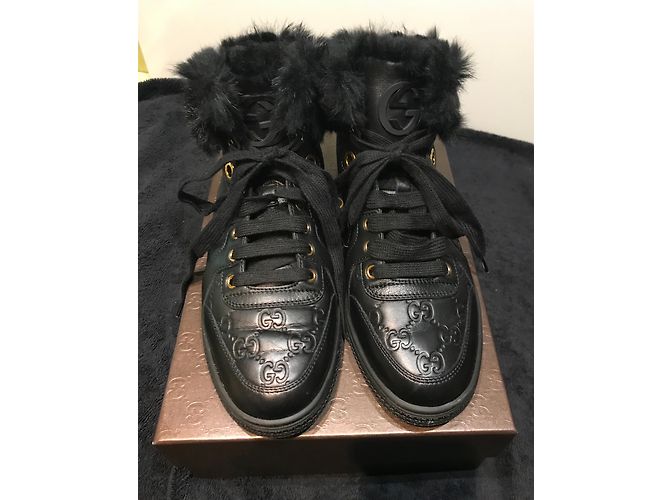 Sneakers alte Gucci CODA in pelle nera Nero - vista 3