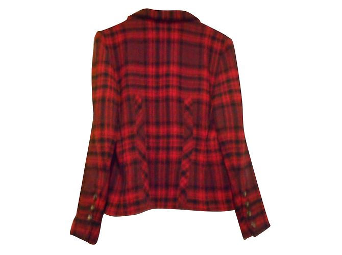 Sonia Rykiel Jacke aus roter Wolle mit Schottenmuster - Ansicht 2
