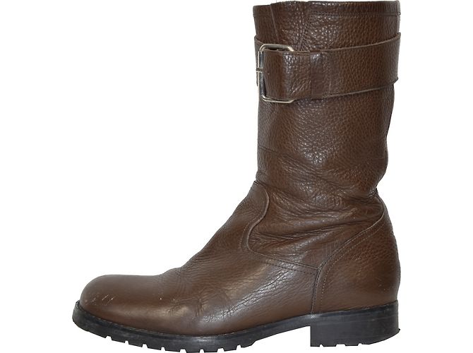 Pom d'Api Lederstiefel Biker Stil braun - Ansicht 2