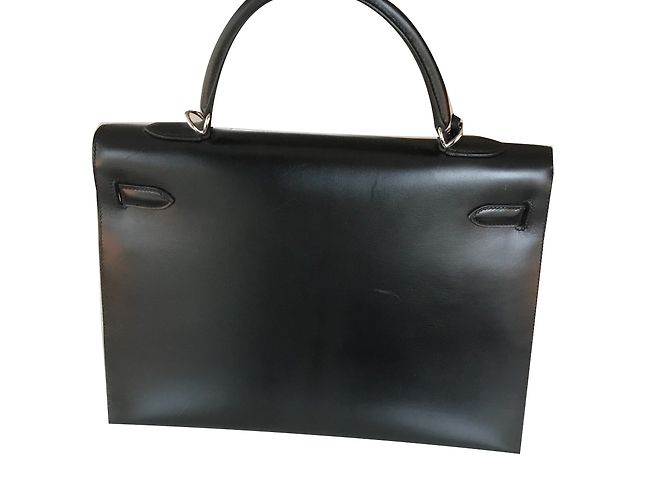 Hermès Kelly Handtasche aus schwarzem Leder - Ansicht 2