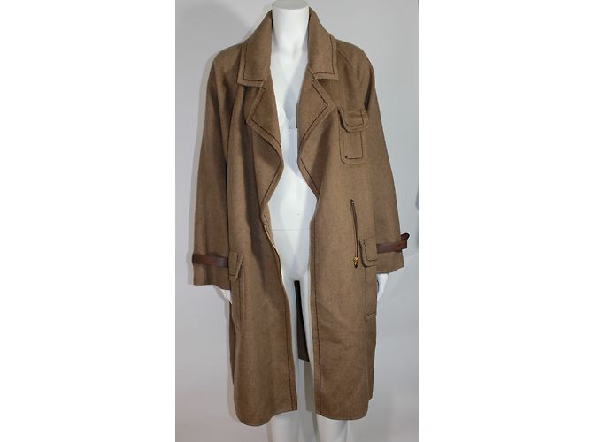 Abrigo Oversize Kenzo Taupe Cachemira y Lana 38FR Gris pardo - vista 3