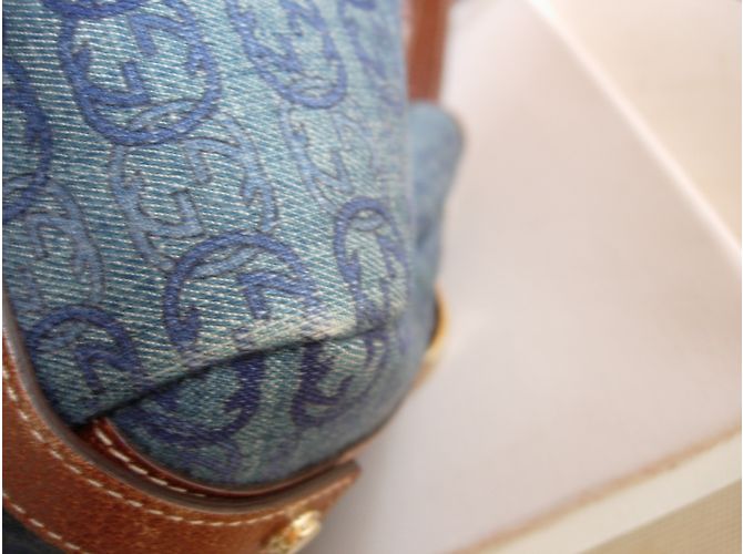 Borsa a mano Gucci GG blu in tessuto - vista 10
