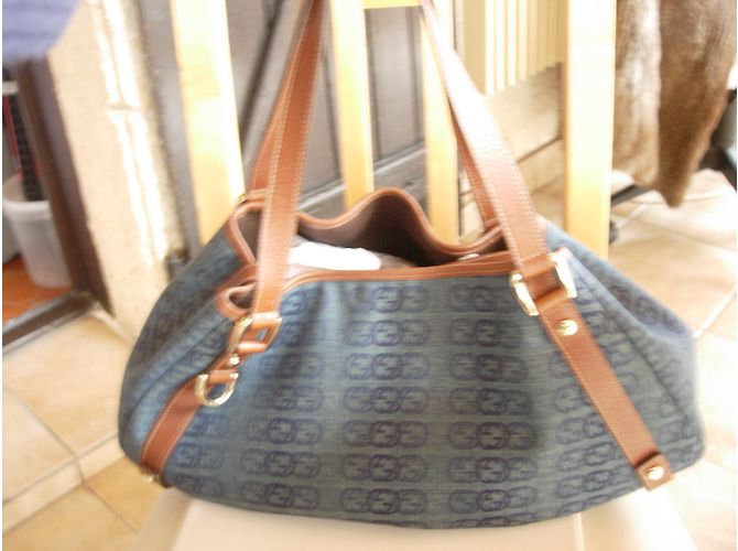 Borsa a mano Gucci GG blu in tessuto - vista 15