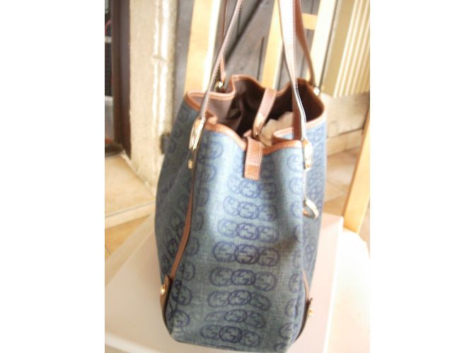 Borsa a mano Gucci GG blu in tessuto - vista 6