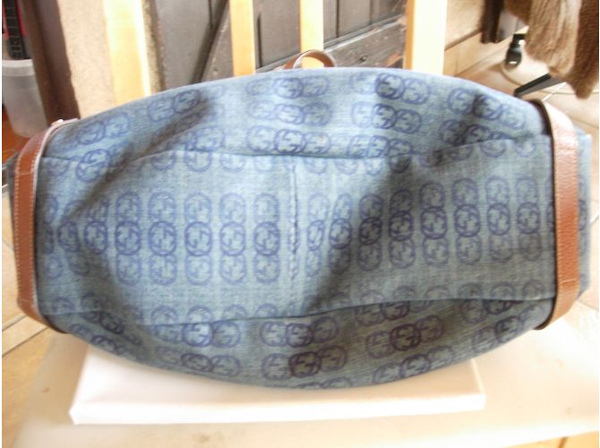 Borsa a mano Gucci GG blu in tessuto - vista 8