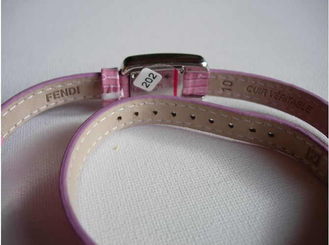 Relógio Fendi double tour em aço e couro com diamantes Rosa - vista 3