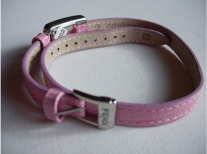 Relógio Fendi double tour em aço e couro com diamantes Rosa - vista 4