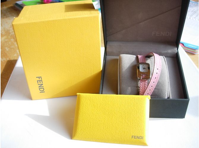 Relógio Fendi double tour em aço e couro com diamantes Rosa - vista 5