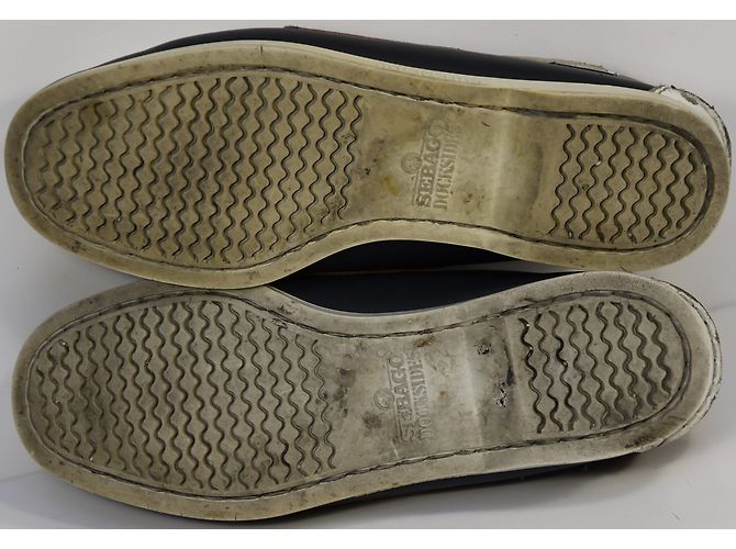 Scarpe da barca Sebago Docksides in pelle blu bianco rosso - vista 7
