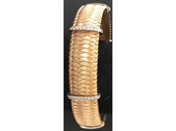 Bracciale intrecciato in oro giallo e diamanti Roberto Coin D'oro - vista 3
