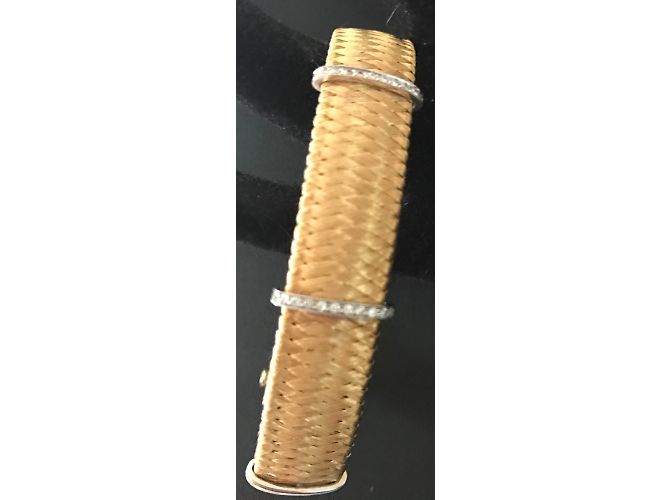 Bracciale intrecciato in oro giallo e diamanti Roberto Coin D'oro - vista 4
