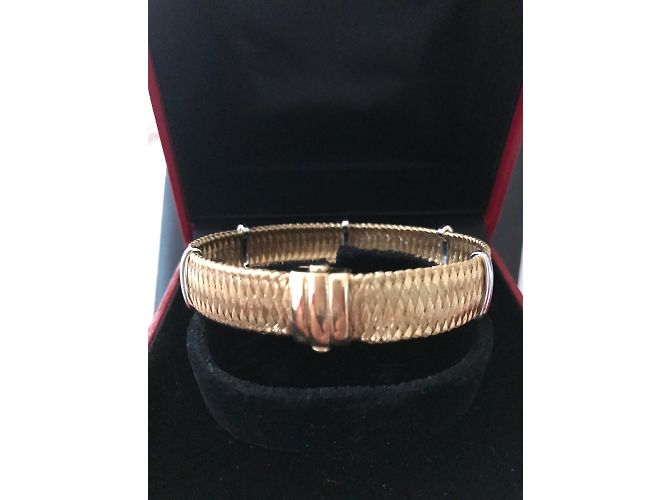 Bracciale intrecciato in oro giallo e diamanti Roberto Coin D'oro - vista 7