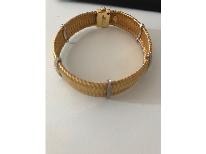 Bracciale intrecciato in oro giallo e diamanti Roberto Coin D'oro - vista 9