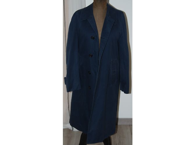Gabardina Burberry de algodón azul marino corte trapecio - vista 3